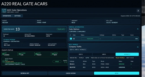 Synaptic A220 Real Gates ACARS
