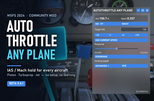 AutoThrottle Any Plane - IAS/Mach speed hold for every aircraft