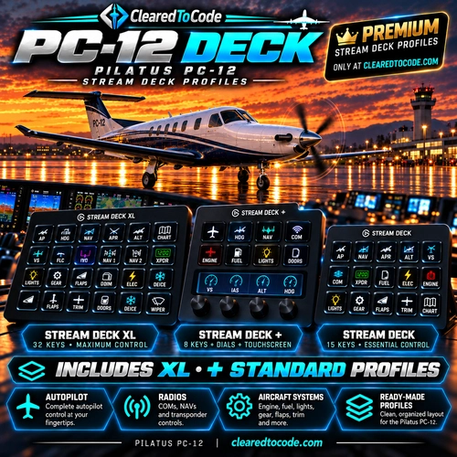 PC-12 Deck - Stream Deck Profile for the MSFS 2024 Pilatus PC-12 NGX