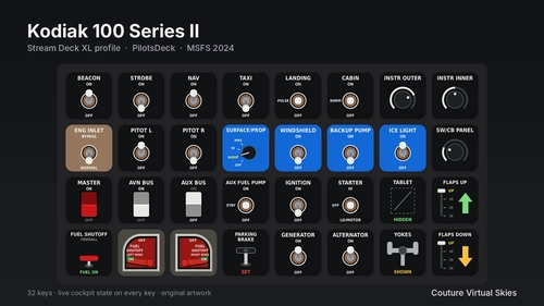 Kodiak 100 Series II – Stream Deck XL Profile (PilotsDeck)