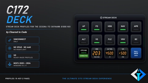C172 Deck 2 - Free Stream Deck Profile for the Cessna 172 G1000 NXi | No SPAD/AAO
