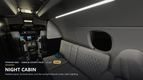 FSReborn Phenom 300E – Cabin & Cockpit Pack (HD Cockpit, Curtain, Sheepskin, Tinted Glass, Divan)