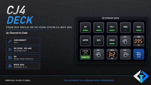 CJ4 Deck 2 - Free Stream Deck Profile for the MSFS 2024 Citation CJ4 | No SPAD/AAO