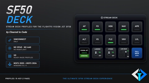 SF50 Deck - Free Stream Deck Profile for the FlightFX Vision Jet | No SPAD/AAO