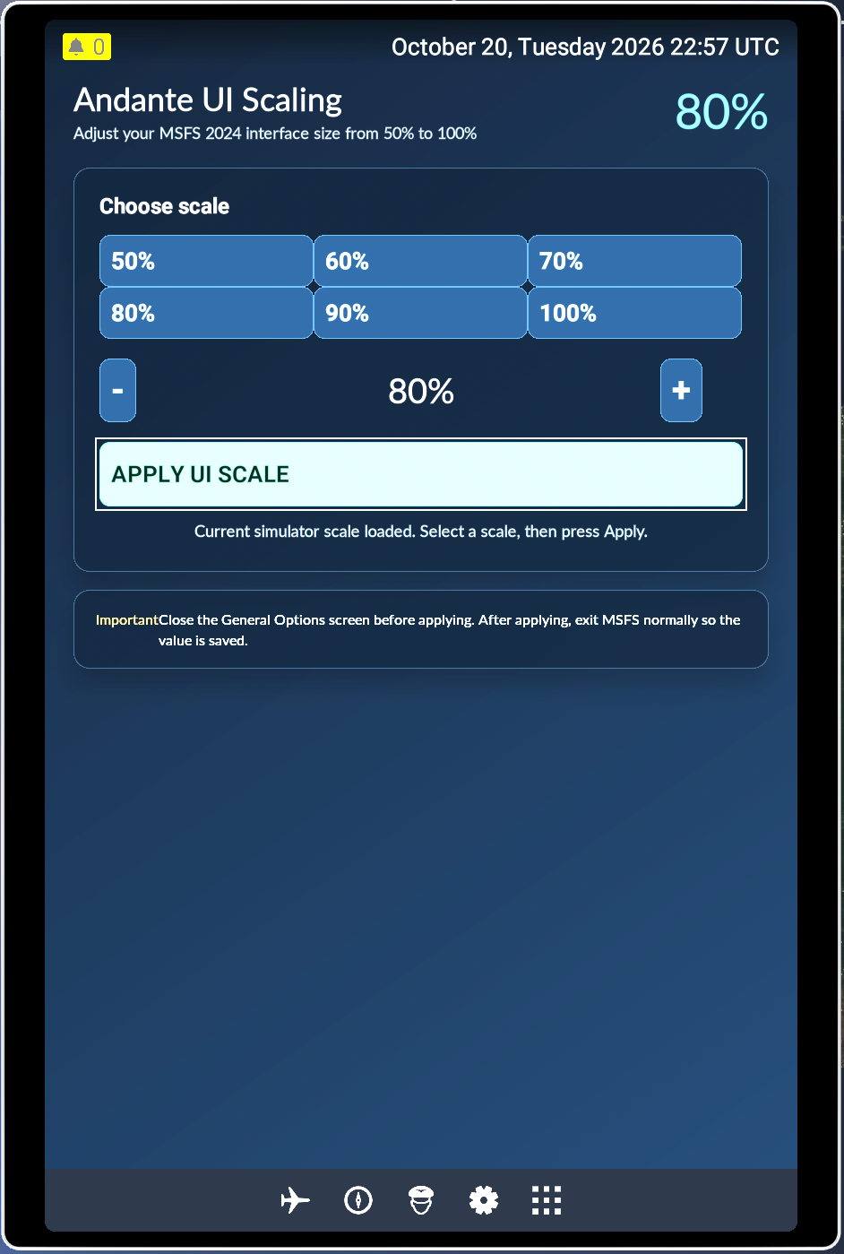 Andante UI Scaling — MSFS 2024 Interface Size Control - MSFS Add-on ...