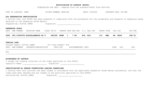 Last Minute Changes Loadsheet Generator