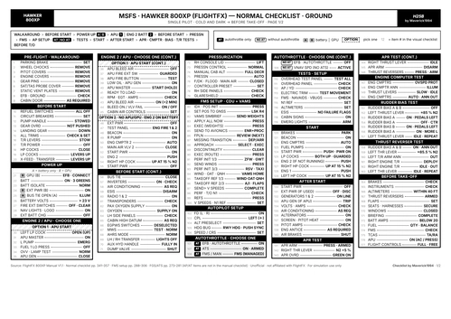 Hawker 800XP (FlightFX) – Normal Checklist with Autothrottle Options