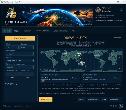 Flight Generator & World Mission Creator — MSFS 2024