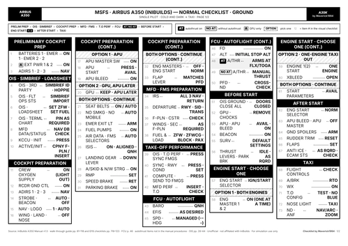 Airbus A350 (iniBuilds) – Normal Checklist | Ground & Flight