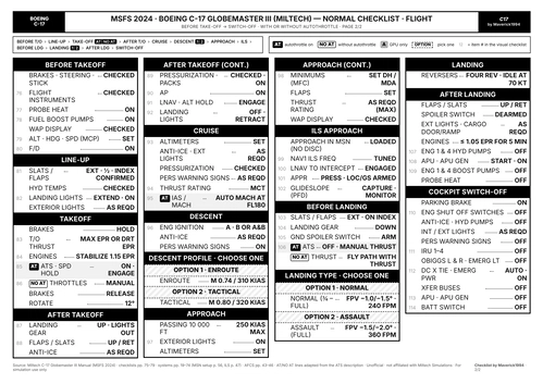 C-17 Globemaster III (Miltech) – Procedures & Checklists (Ground and Flight)
