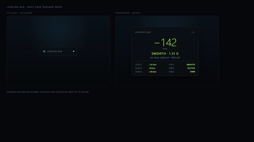 Landing HUD — Landing Rate & G-Force for MSFS 2024 (Toolbar + EFB)