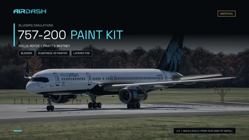 Unofficial BlueBird 757-200 Paint Kit, RR and PW (Substance Painter, Blender, + PSD)