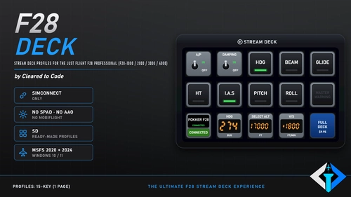 F28 Deck - Free Stream Deck Profile for the Just Flight F28 Professional | No SPAD/AAO