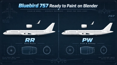 BlueBird 757 - RR & PW Ready To Paint