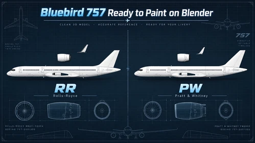 BlueBird 757 - RR & PW Ready To Paint