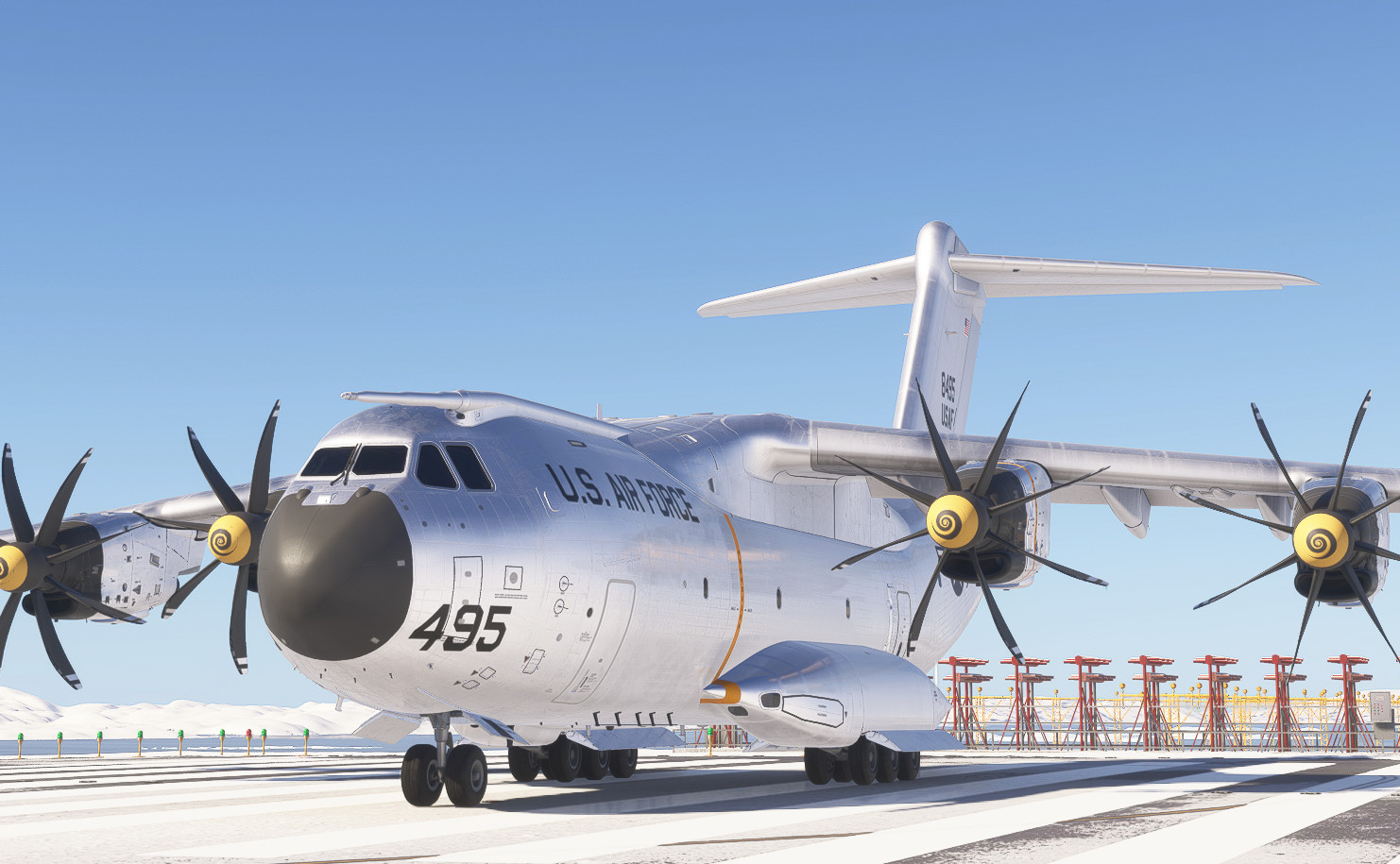 Airbus A400M USAF 8495 in pure alu-silver - MSFS Add-on - Flightsim.to