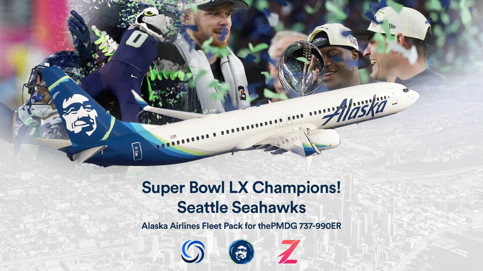 Alaska Airlines Full Fleet Pack | Lite Custom Cabin | Smart Decals | PMDG B737-990ER - Image 1