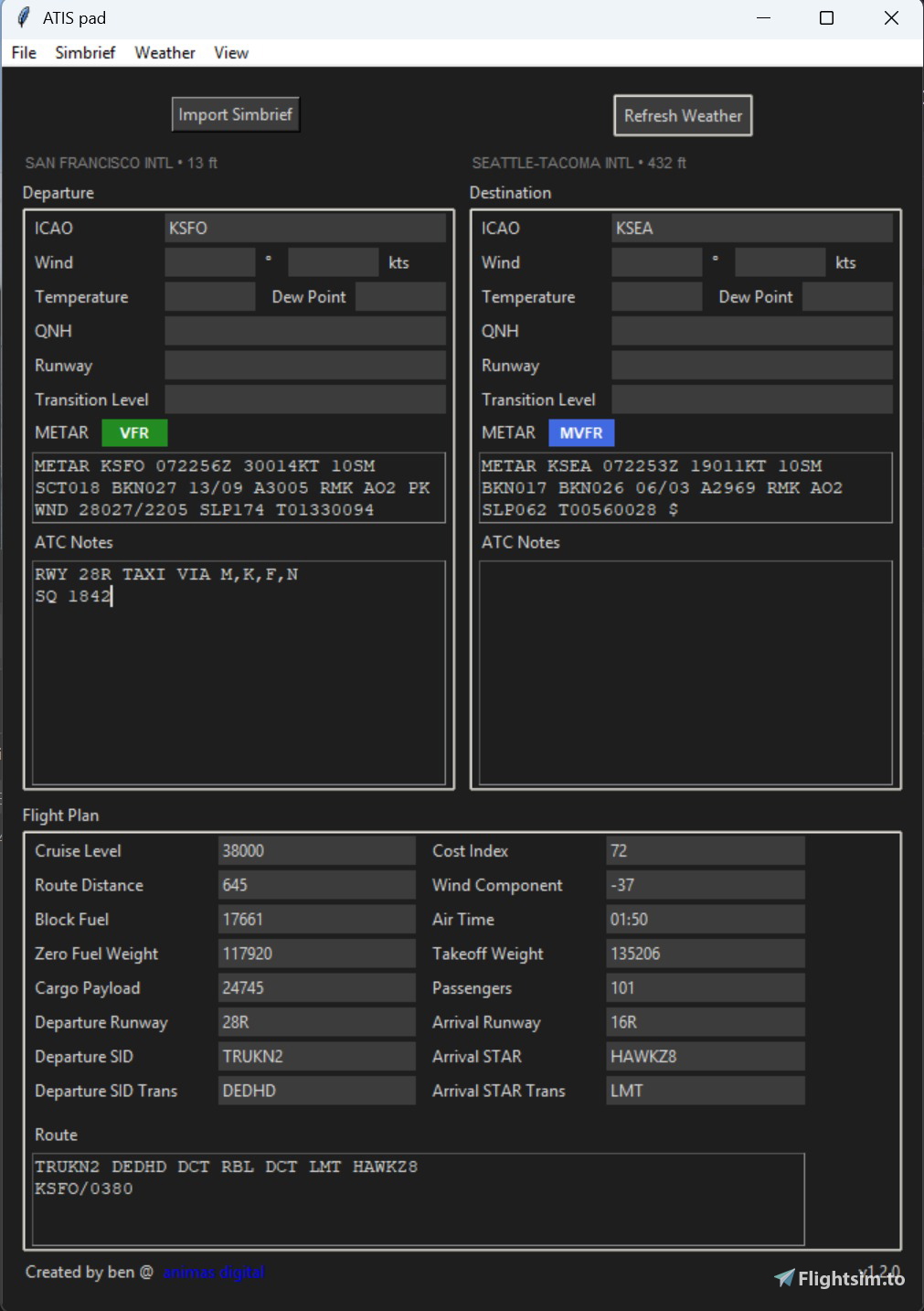 ATIS pad - Scratchpad utility app for ATC & weather data - MSFS Add-on ...