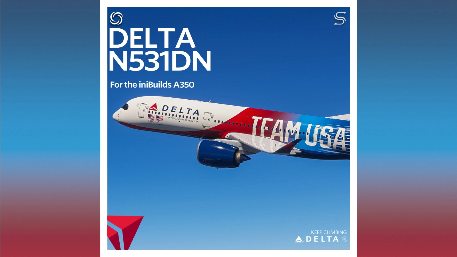 Delta Air Lines N531DN Milano Cortina 'Team USA' w/ Cabin | iniBuilds A350 | Smart Decals - Image 2