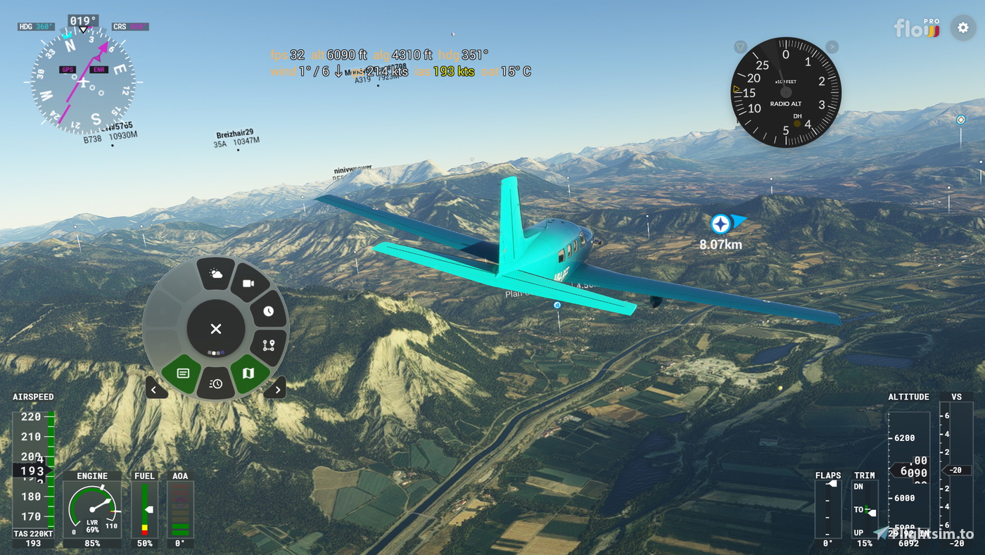 Flightplan from Montpellier (LFMT) to Aix-Les-Bains (LFLB) 对于 Microsoft ...