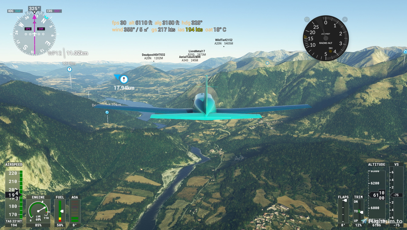 Flightplan from Montpellier (LFMT) to Aix-Les-Bains (LFLB) 对于 Microsoft ...
