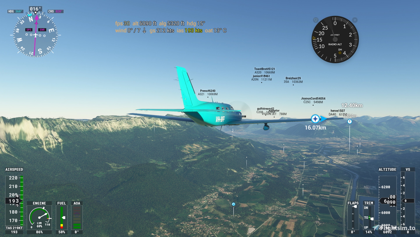 Flightplan from Montpellier (LFMT) to Aix-Les-Bains (LFLB) 对于 Microsoft ...