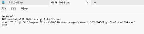 "High Priority"  Batch file start command.