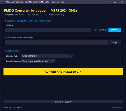 PTP and ZIP Converter / Installer for PMDG 737 and 777 liveries from MSFS 2020 to MSFS 2024