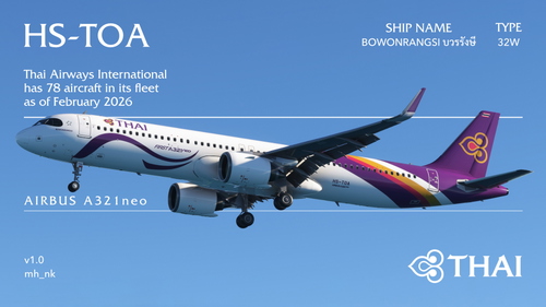 LVFR A321neo LR - Thai Airways HS-TOA "Bowonrangsi" (8K)