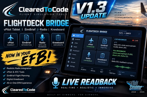 FlightDeck Bridge v1.3 – Now in your EFB + SayIntentions.AI support