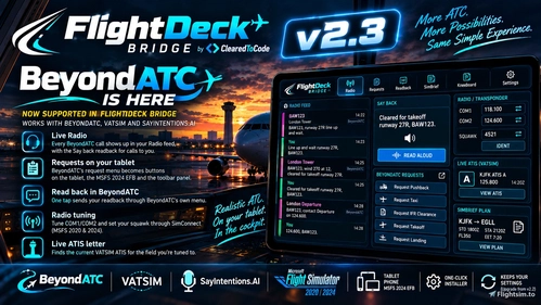 FlightDeck SD — Stream Deck Edition Bundle · Includes FlightDeck Bridge 2.3  This is a gamechanger for SayIntentions and VatSim Users!!