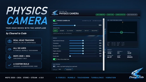 Physics Camera 1.0 - your head moves with the aeroplane (free)