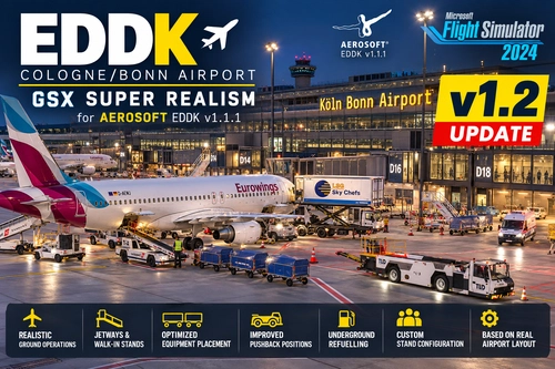 EDDK Aerosoft – GSX Super Realism v1.2 TEST Update