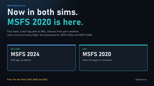 Fenix TechLog 1.3.0: now in MSFS 2020 too