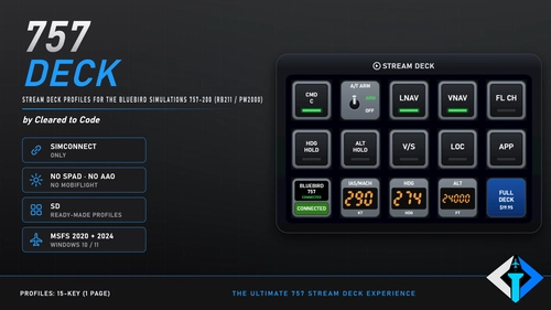 757 Deck 1.0.1 for the BlueBird 757: IAS/MACH, LDG + TURNOFF, ANTI COLLISION, START AUTO
